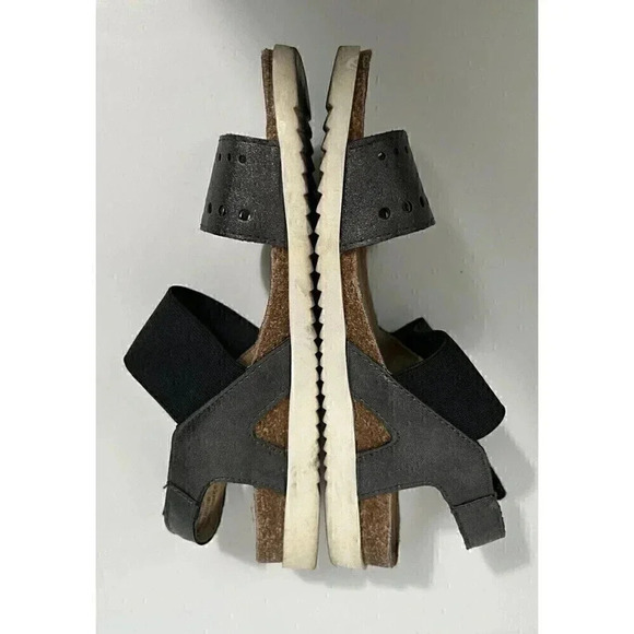 Earth Spirit Womens Sandals Metallic Gray Slingback Black Elastic Size 6 - Picture 7 of 12